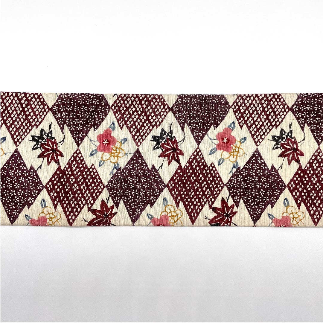 Nagoya Obi, Futari Shizukairo, Autumn Leaves, Floral Pattern, Matsukawabishi, Obi Length 320cm, Pure Silk, B Rank, Six-pass, Casual, Purple, 1124004734320, Nagoya Made