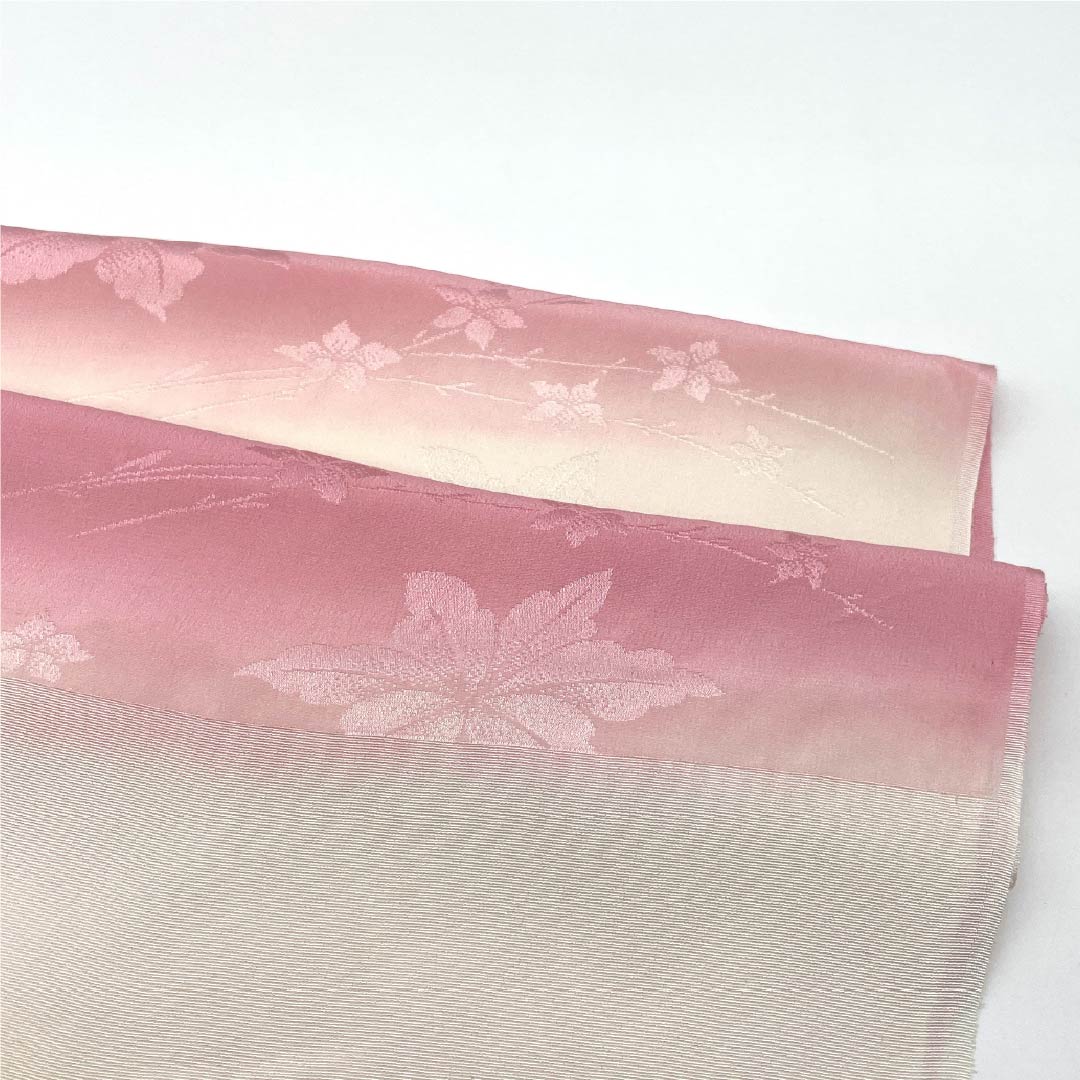 Obiage Silk A Rank Semi-formal Milky White (Nyuhakushoku) Peach Red (Tokoshoku) Gradation Floral Length approx. 169cm Width approx. 27.5cm Gradation Series 1136003083999