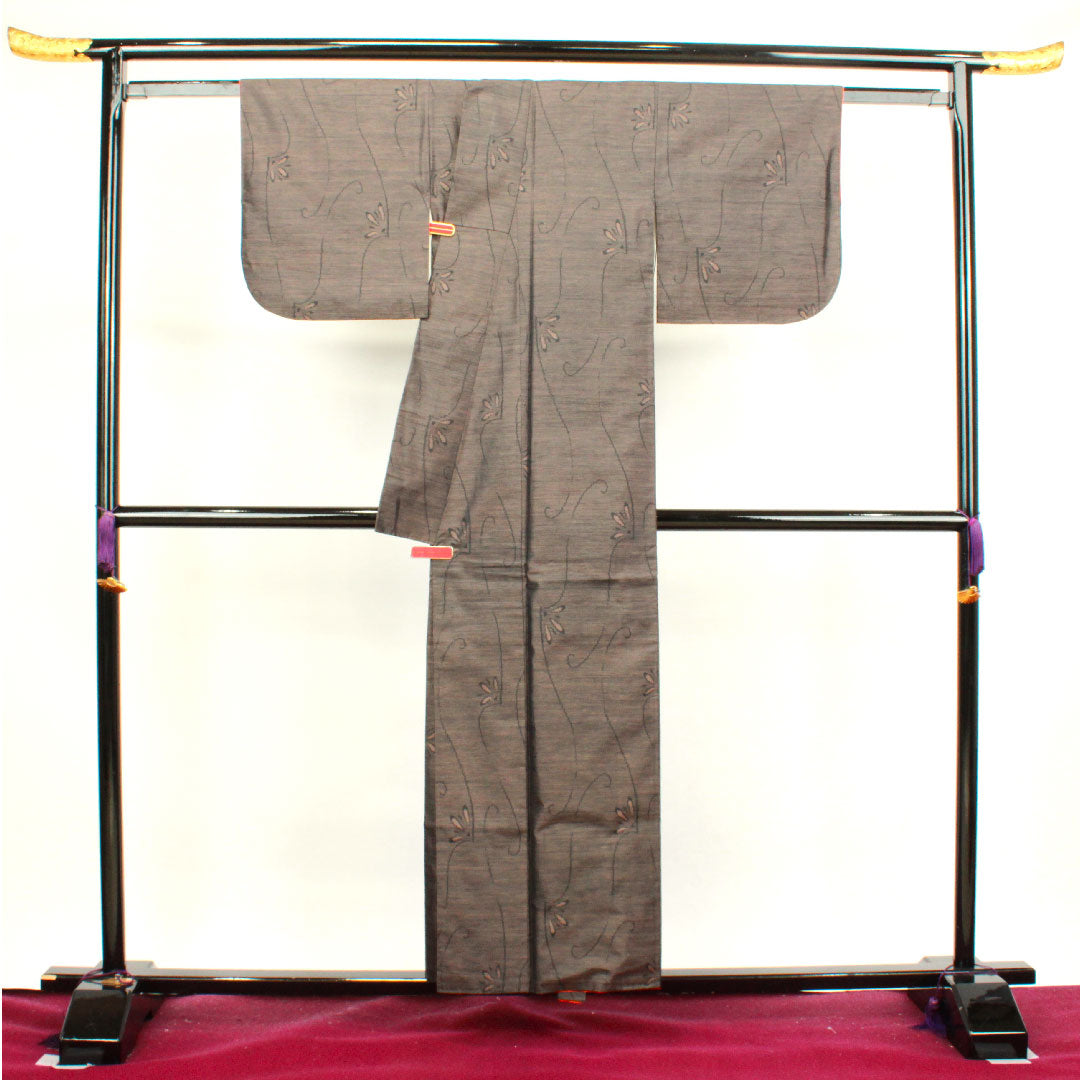 大島紬 身丈155cm 裄丈62cm 緯総絣 亀甲 正絹 Sランク 袷 茶系 1116002632314