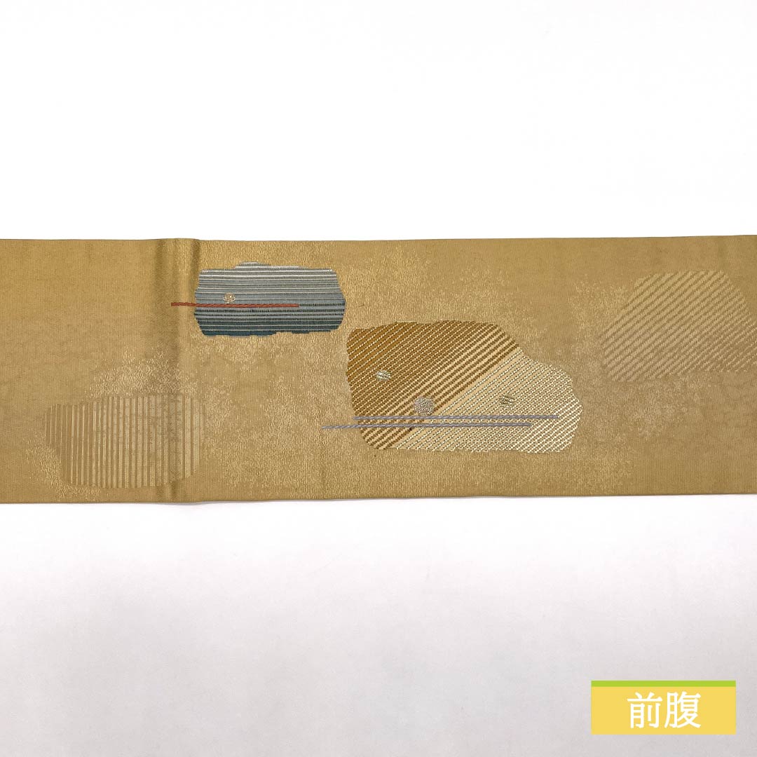 名古屋帯 東京白茶色(とうきょうしらちゃいろ) 作家物 抽象模様 帯丈361cm 正絹 Sランク ポイント柄 セミフォーマル ベージュ系 1124008402325 名古屋仕立て