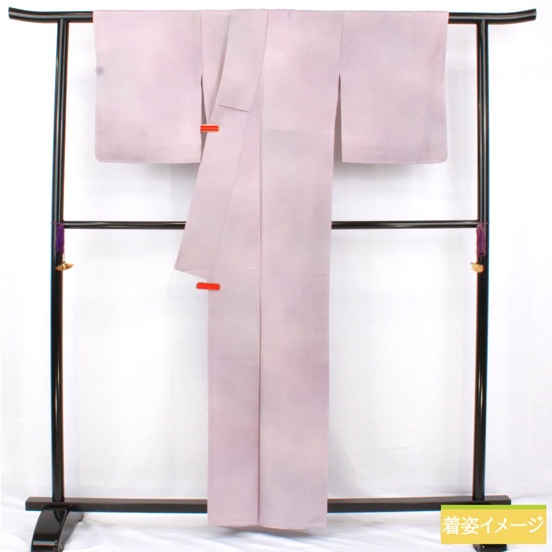 色無地 正絹 身丈159cm 裄丈66cm 素無地 斉藤三才 作家物 丹後ちりめん 袷 Sランク 紫系 1114001762320