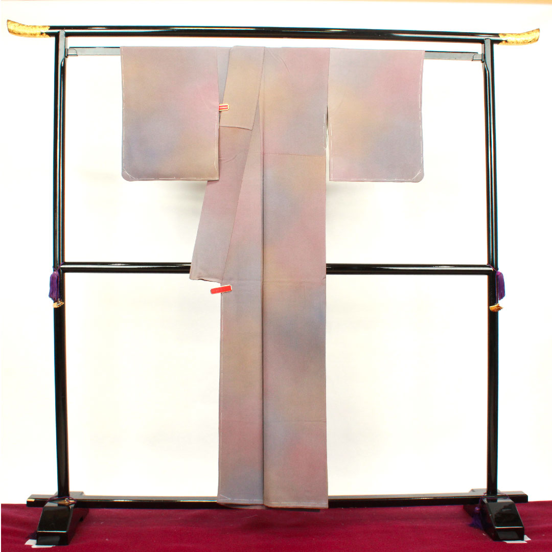 色無地 正絹 斉藤三才 ボカシ染 しつけ糸付き 未使用品 五三桐 身丈152.5cm 裄丈62cm 袷 Sランク グラデーション系 1114000672299