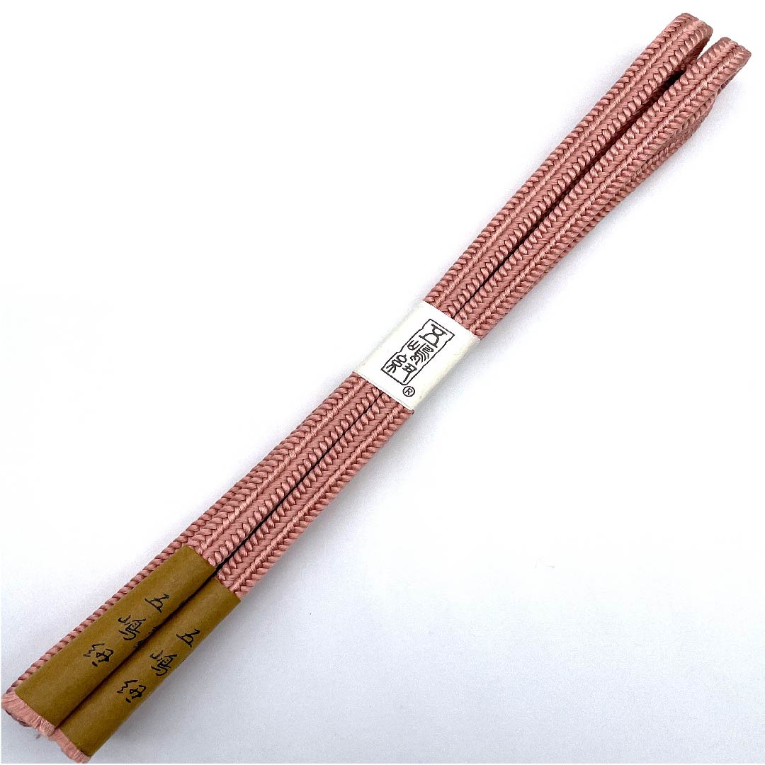 (New old stock) Obi-jime (belt fastener) made of pure silk, quarter-length cord, light pink plum color (usukoubaiiro), Goshima cord, crown (yurugi), Edo braid, length approx. 162cm, width approx. 1cm, casual, S rank, pink, 1135000352913