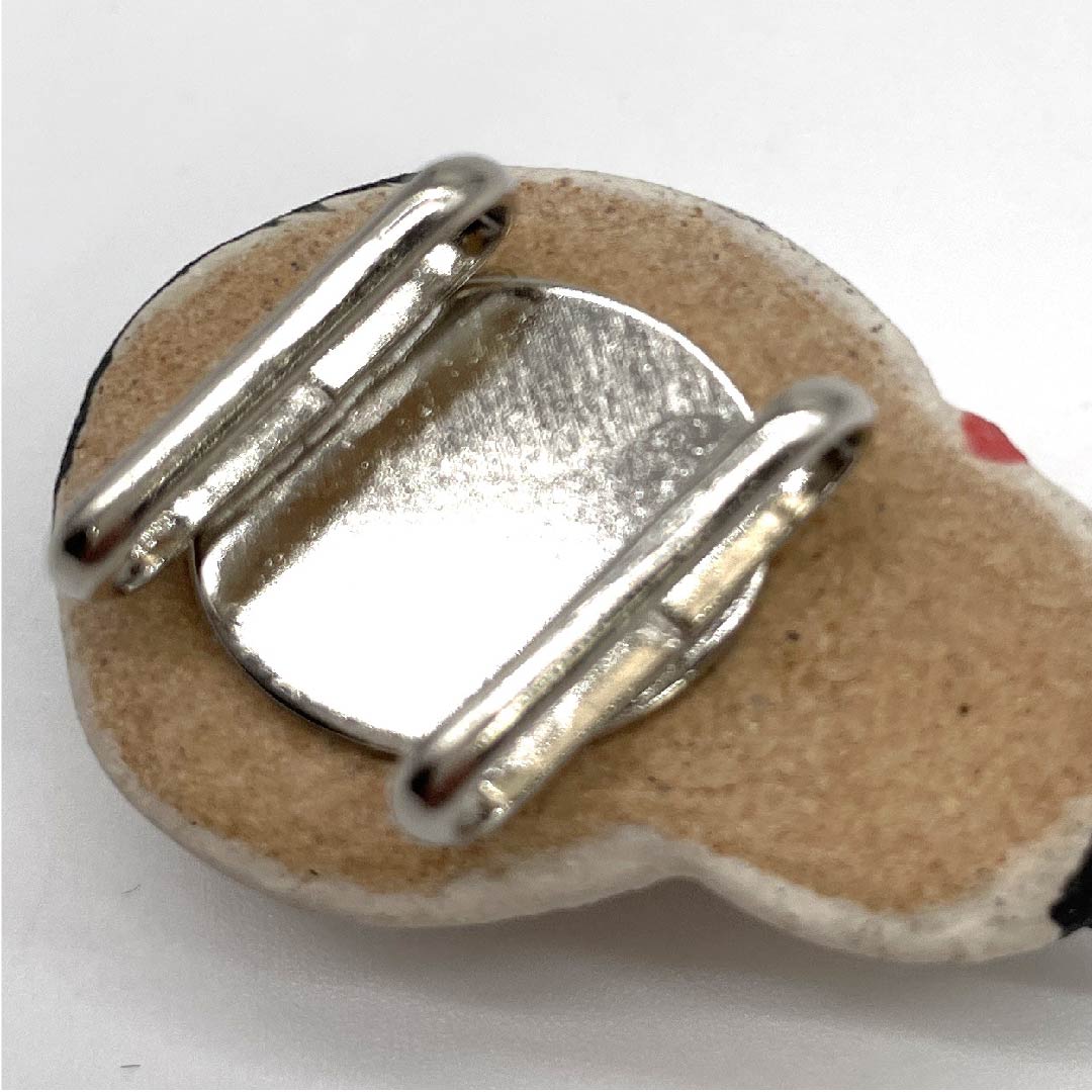 (New old stock) Obi fastener, ceramic, casual, off-white, Shigaraki ware, cat, calico cat, length approx. 2.5cm, width approx. 3.5cm, S rank, white, 1137000022911