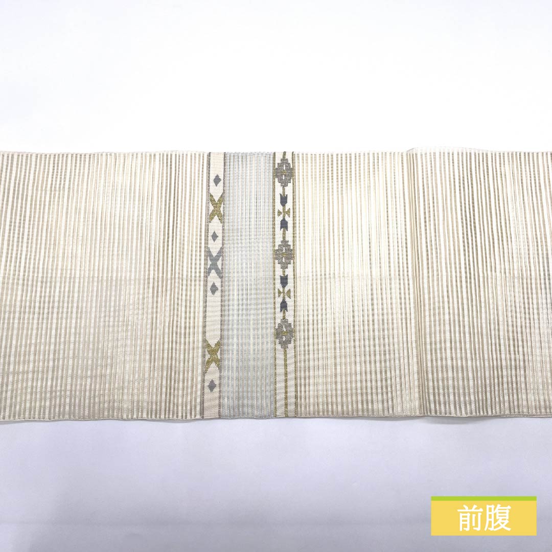 名古屋帯 正絹 生成り色(きなりいろ) 夏帯 抽象模様 帯丈367cm Sランク ポイント柄 セミフォーマル クリーム系 1124008562315 松葉仕立て