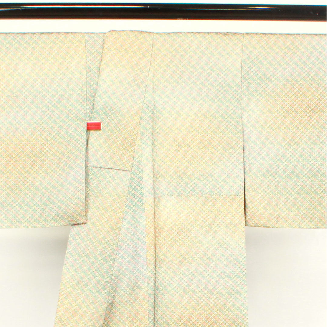 小紋 身丈156cm 裄丈62.5cm 袷 絞り 鹿の子絞り 正絹 Aランク グラデ 1115003103399