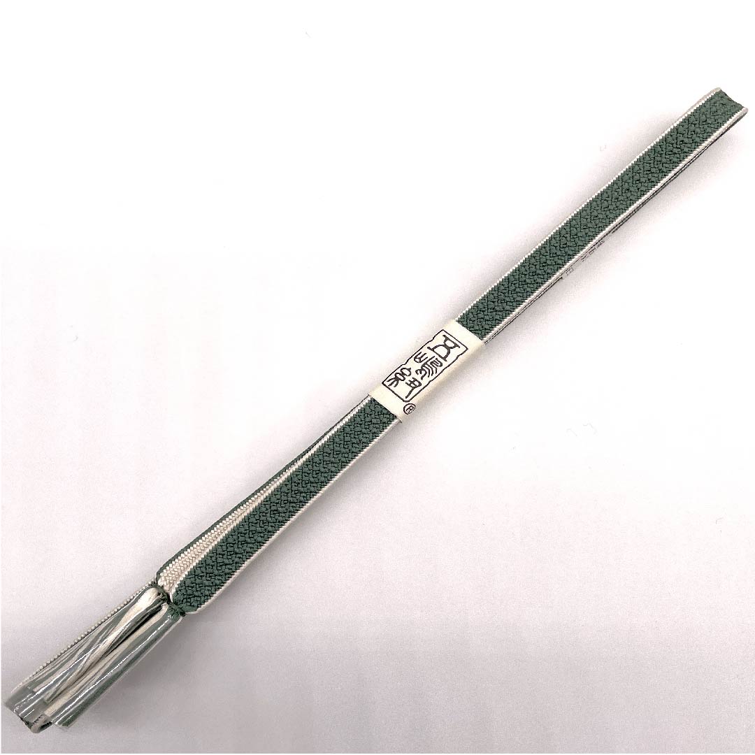 (新古品) 帯締め 正絹 三分紐 岩井茶色(いわいちゃいろ) 五嶋紐 新古品 長さ約135cm 幅約0.9cm カジュアル Sランク 緑系 1135000652319