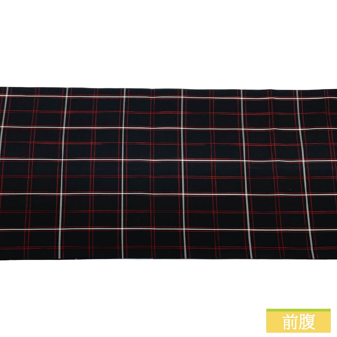 Nagoya Obi, Pure Silk, Grade B, Plaid Check Pattern, 380cm Long, Full Length, Casual, Black, 1124010624410, Open-Leg Style
