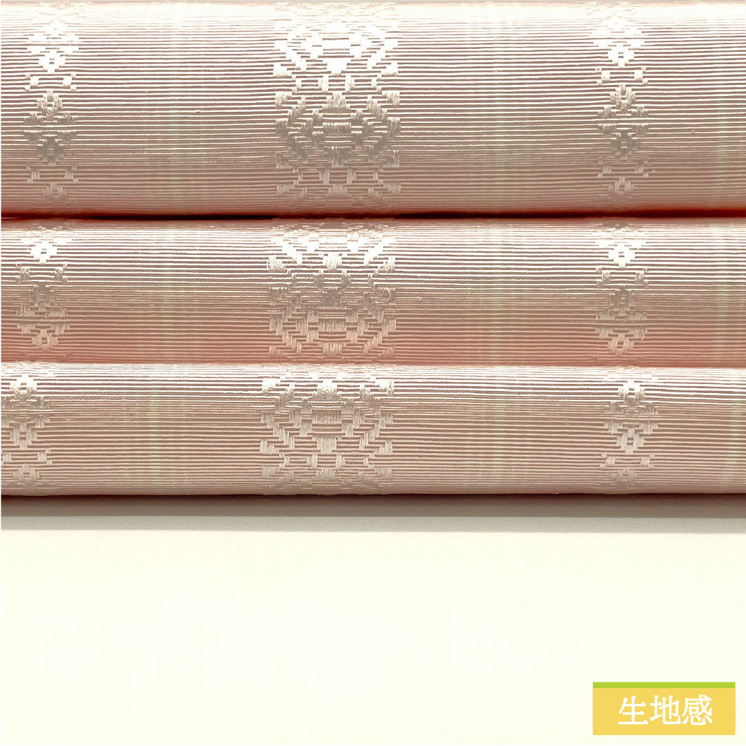 【未仕立】半幅帯 正絹 NEWランク 退紅色(あらそめいろ) 本場筑前博多織 献上柄 独鈷 孝行縞 華皿 帯丈380cm ピンク系 1125001911313