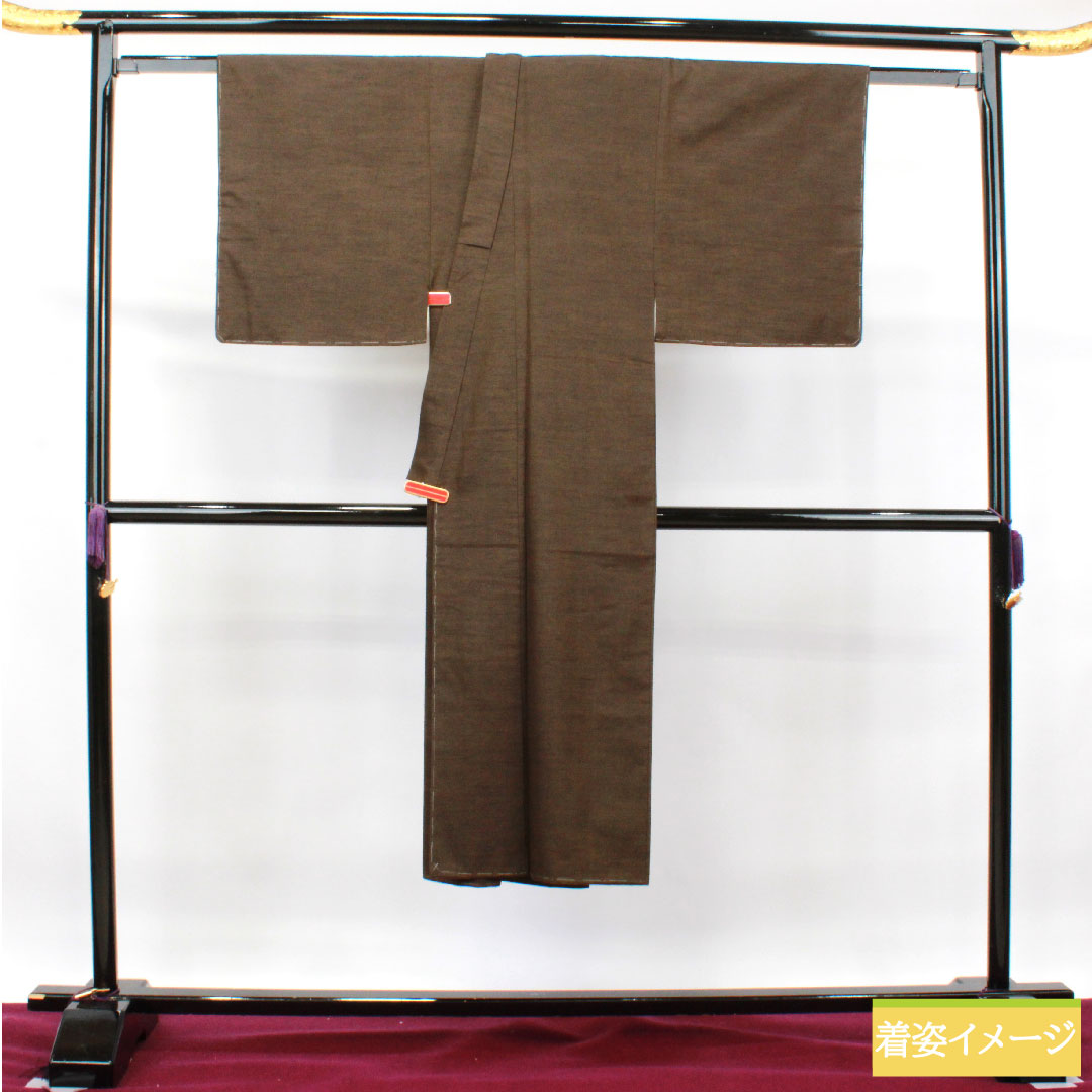 男物 正絹 身丈135cm 裄丈66cm 憲房色 しつけ糸付き 未使用品 Sランク 袷 茶系 1119000692314