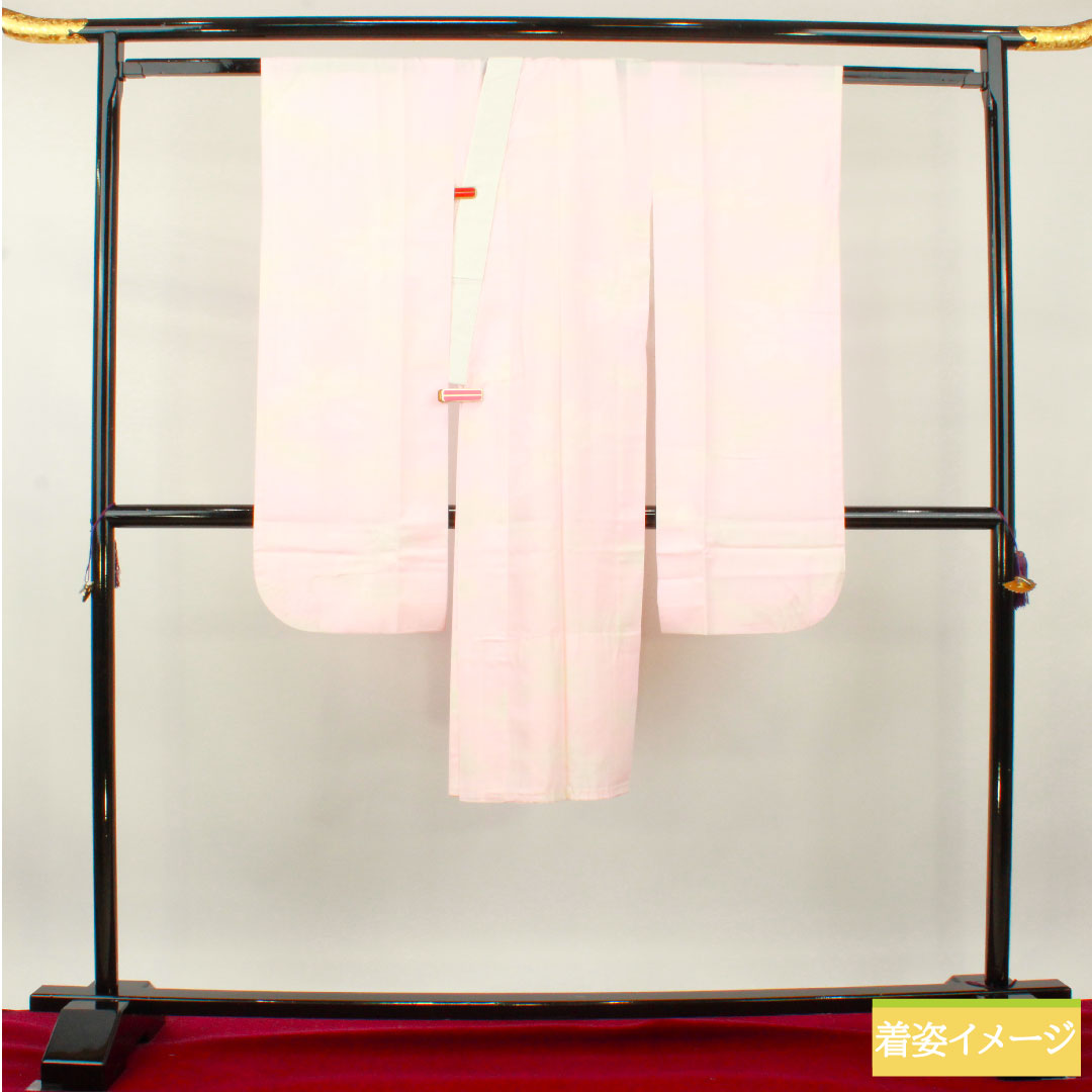 長襦袢 ポリエステル 身丈122cm 裄丈62.5cm 単衣 振袖用 ボカシ染 洗える着物 Sランク ピンク系 1129000612213