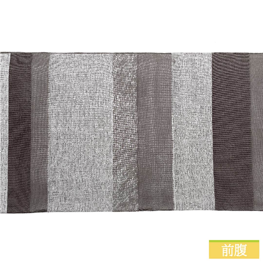 袋帯 正絹 消炭色(けしずみいろ) 加納幸 横段 ドット 丸 帯丈449cm Sランク 全通 カジュアル 茶系 1123011362314