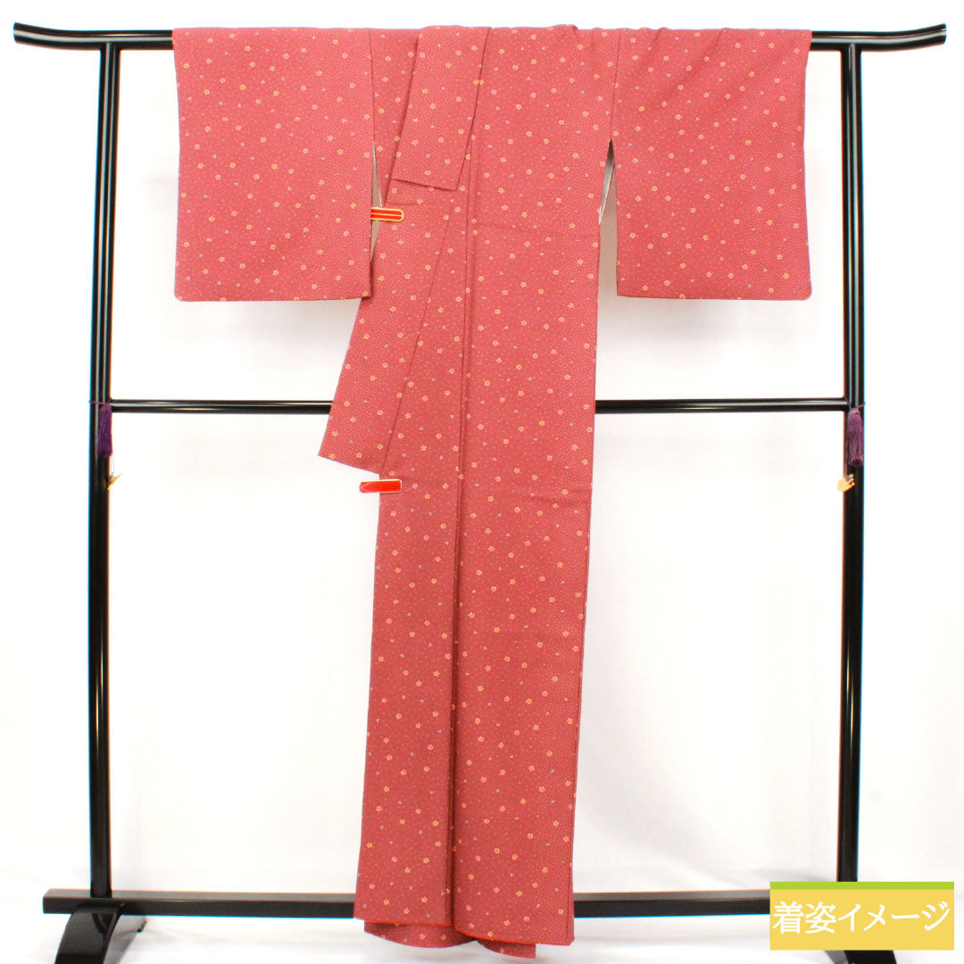 Komon (small pattern) polyester, S rank, length 160cm, sleeve length 67cm, lined, Shiinibiiro (dull shii-iro) color, washable, abstract pattern, red, 1115007582412