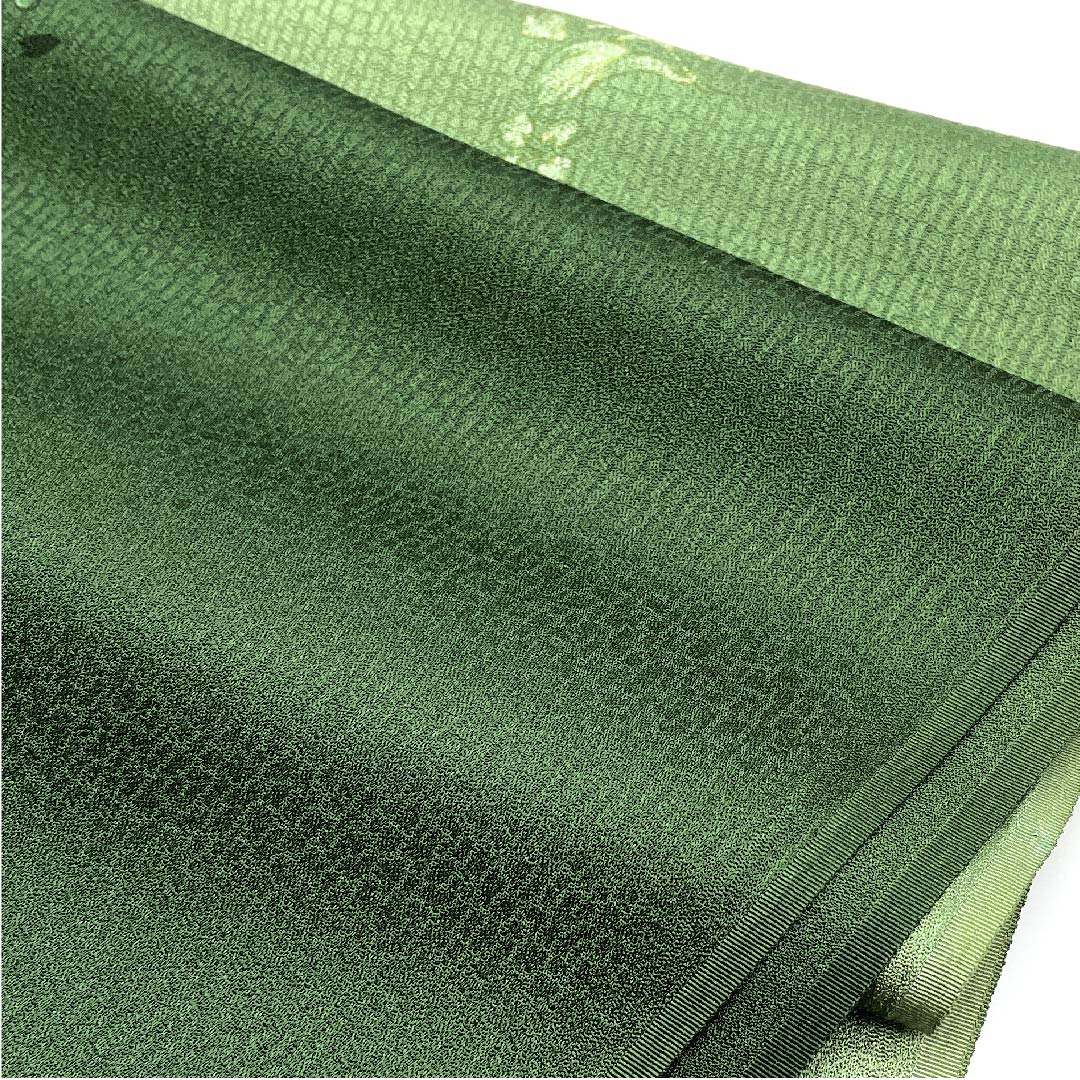 (新古品) 帯揚げ 正絹 フォーマル 織部色(おりべいろ) 薔薇 新古品 長さ約178cm 幅約29.5cm Sランク 緑系 1136000092919