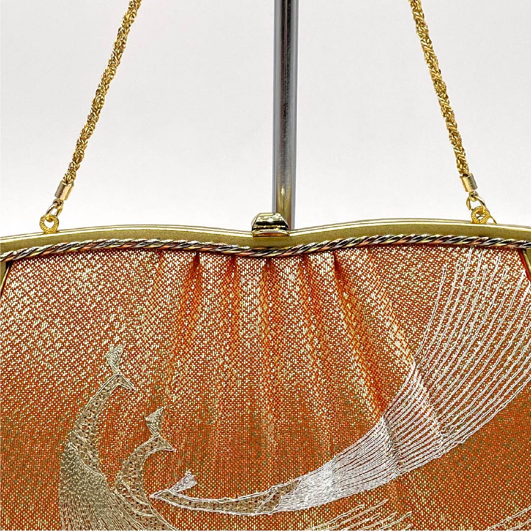 (新古品)草履バッグセット フォーマル Aランク 鉛丹色(えんたんいろ) 2way 佐賀錦 Mサイズ 橙系 1133000253326