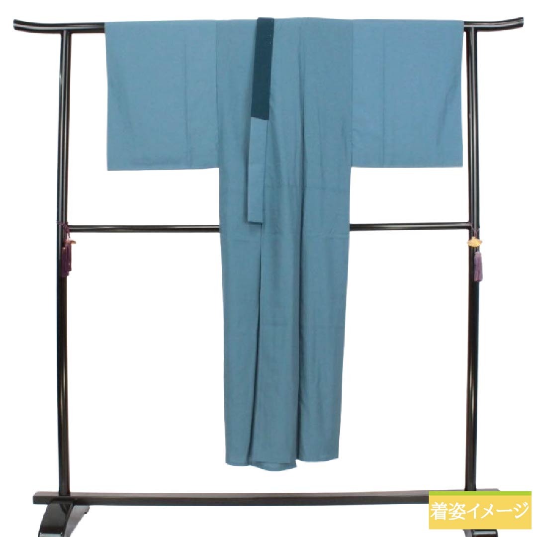 メンズ襦袢 ポリエステル Sランク 身丈143cm 裄丈71cm 湊鼠色(みなとねずいろ) 龍 単衣 青系 1140000852417