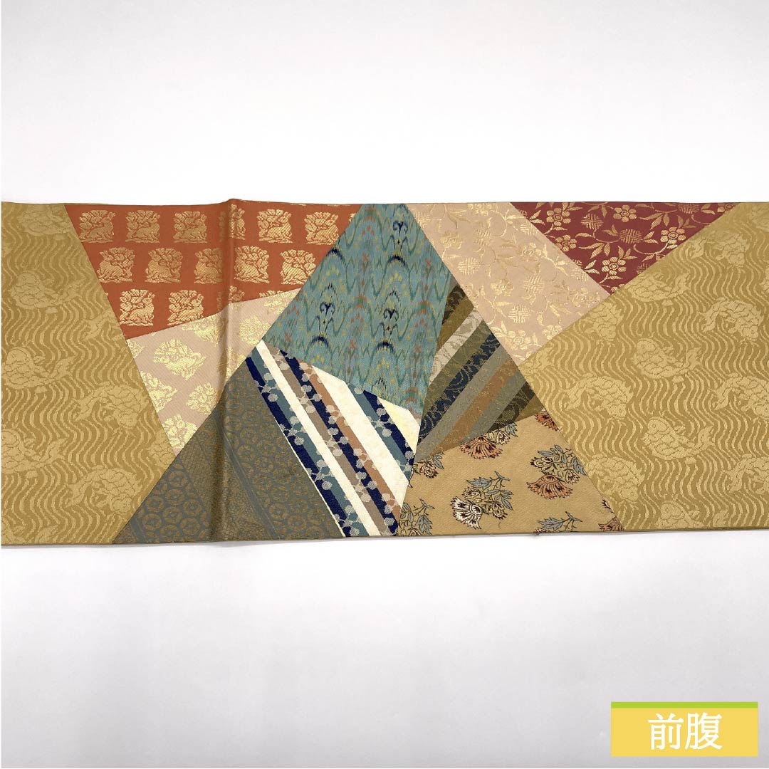 袋帯 正絹 麦藁色(むぎわらいろ) 切りばめ 花兎 荒磯 七宝 帯丈426cm Sランク ポイント柄 セミフォーマル ベージュ系 1123014922325袋帯 正絹 麦藁色(むぎわらいろ) 切りばめ 花兎 荒磯 七宝 帯丈426cm Sランク ポイント柄 セミフォーマル ベージュ系 1123014922325