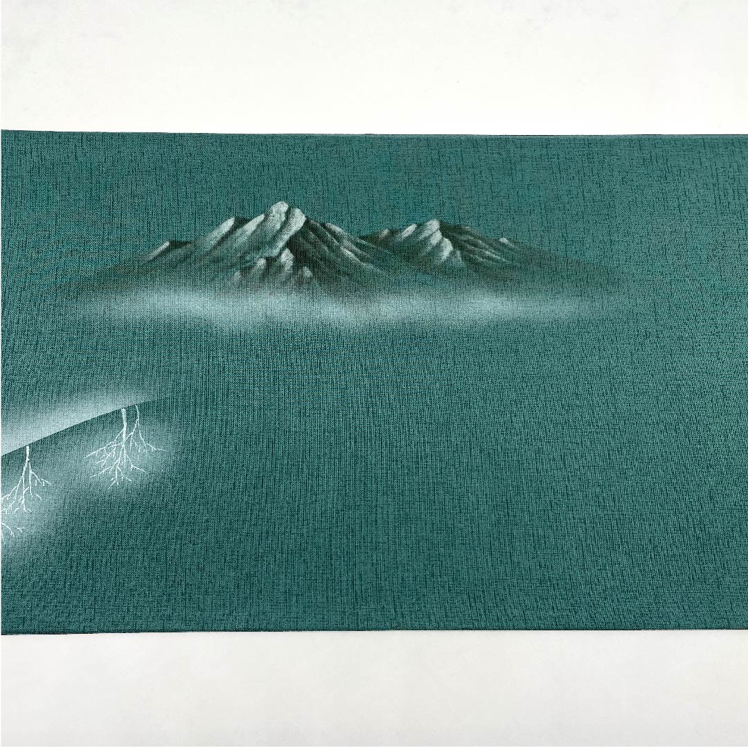 袋帯 深藍色(ふかきあいいいろ) 大雪山 染め帯 帯丈450cm 正絹 Aランク ポイント柄 セミフォーマル 緑系 1123005883319