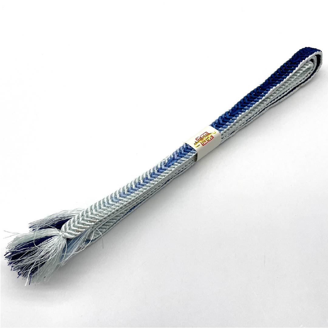 Obijime (sash fastener) made of pure silk, quarter-length string, deep bellflower color, gradation, length approx. 159cm, width approx. 1.2cm, casual, S rank, blue, 1135003182317