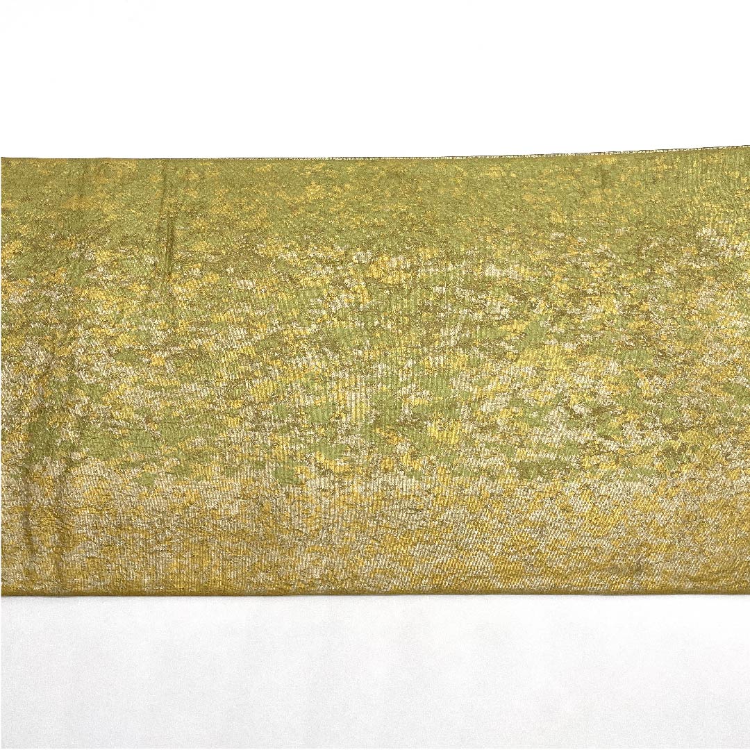 Fukuro Obi (light green obi) Asukaori Tenmoku foil Reversible Geometric pattern Length 432cm Pure silk A rank Six-way Semi-formal Gold 1123008033321