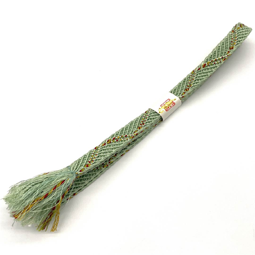 Obijime (sash fastener) made of pure silk, quarter-length string, light green, for summer, for single layer kimono, length 161.5cm, width 1.4cm, casual, A rank, green, 1135003243319