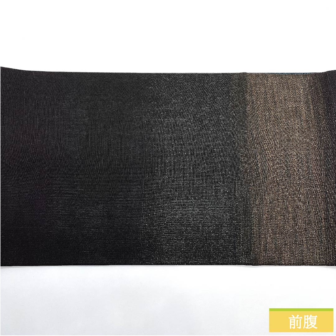 袋帯 黒色 リバーシブル 横段 唐花 幾何学模様 帯丈456cm 正絹 Sランク 全通 カジュアル グラデーション系 1123011202499