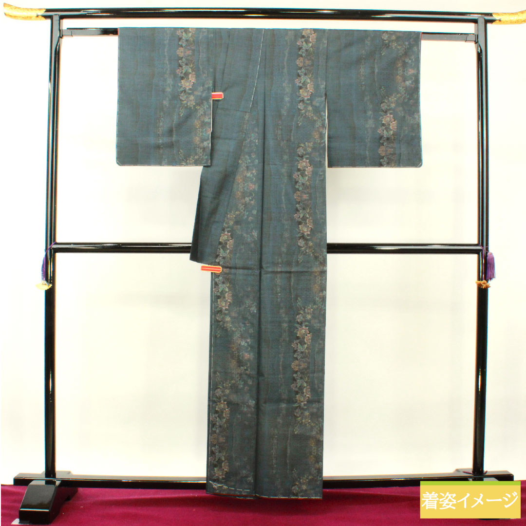 Silk pongee, Length 159cm, Sleeve length 63cm, Oshima pongee, 9 marks, with basting thread, S rank, lined, navy blue, 1116003362318