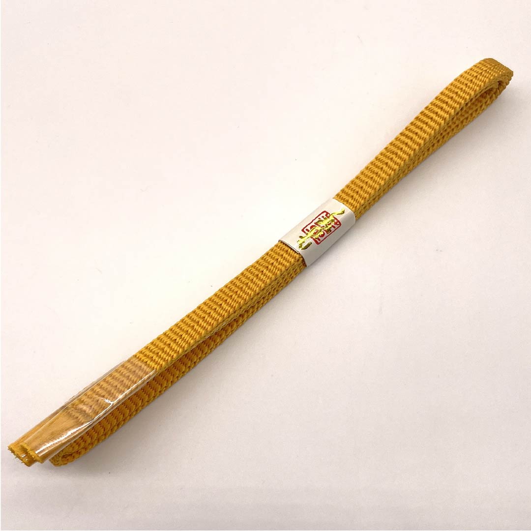 (新古品) 帯締め 正絹 三分紐 山吹色(やまぶきいろ) 帯留め用 無地 長さ約128cm 幅約1cm カジュアル NEWランク 黄系 1135003221323