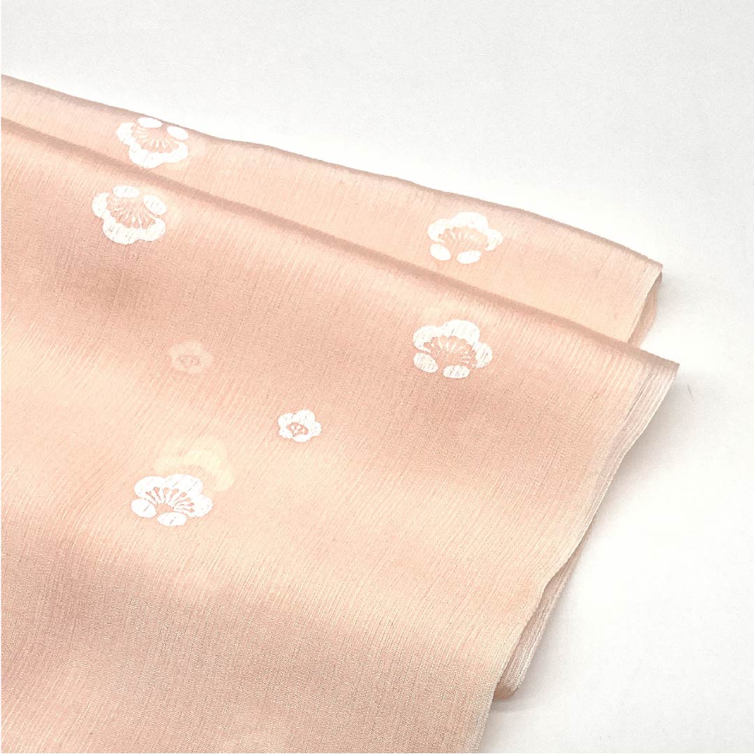 帯揚げ 正絹 セミフォーマル 乙女色(おとめいろ) 小梅 花 長さ約212cm 幅約19cm Sランク ピンク系 1136000412913