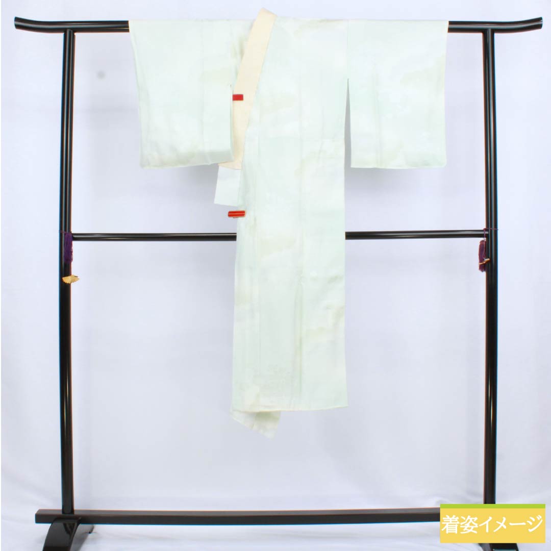 長襦袢 正絹 Sランク 身丈116cm 裄丈61cm 袷 ボカシ染 吉祥文様 半衿付き 緑系 1129000762119