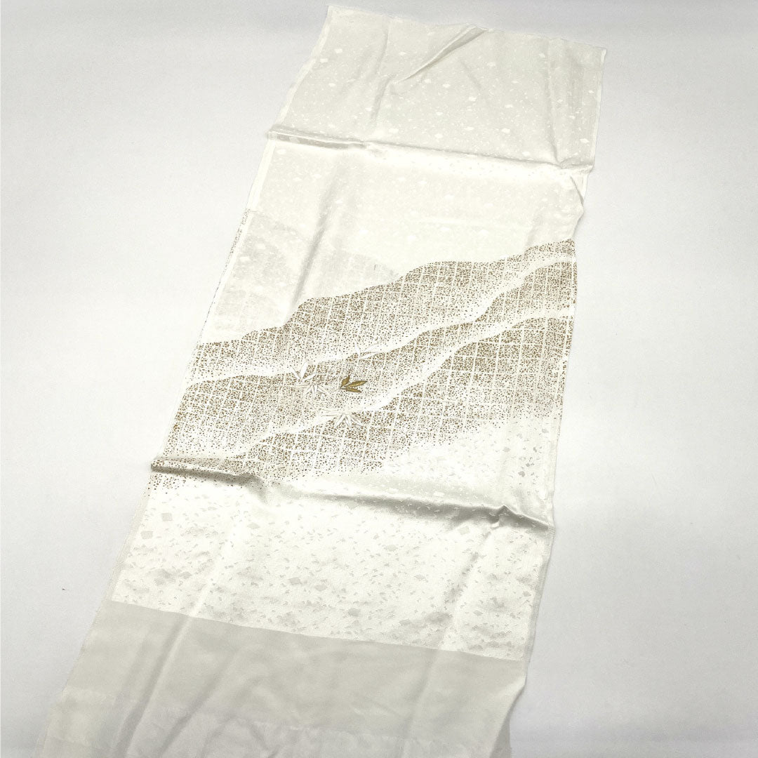 (新古品) 帯締め・帯揚げセット 正絹 Sランク 結婚式 披露宴 扇付き 長さ約152cm 幅約1.5cm 留袖用 白系 1141000042311