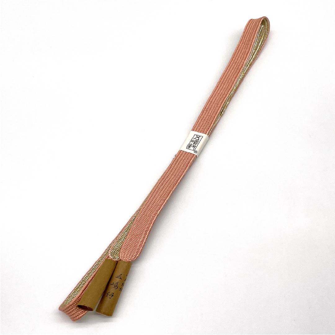 (新古品) 帯締め 正絹 NEWランク 五嶋紐 鴇色(ときいろ) 古典柄 長さ約165cm 幅約1.6cm セミフォーマル 橙系 1135004821326
