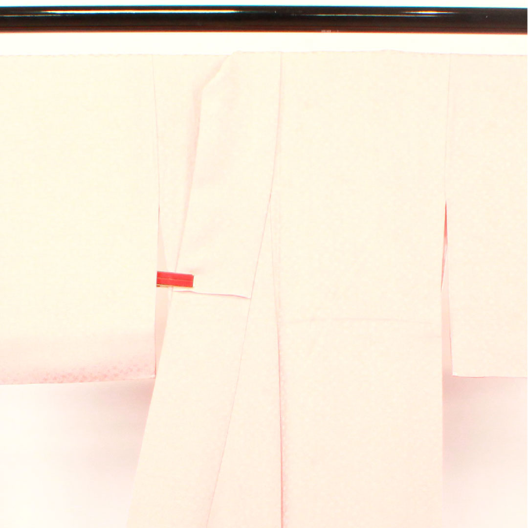 色無地 一重梅色 幾何学模様 金通し 梅鉢 身丈164.5cm 裄丈63cm 袷 正絹 Sランク ピンク系 1114000572413