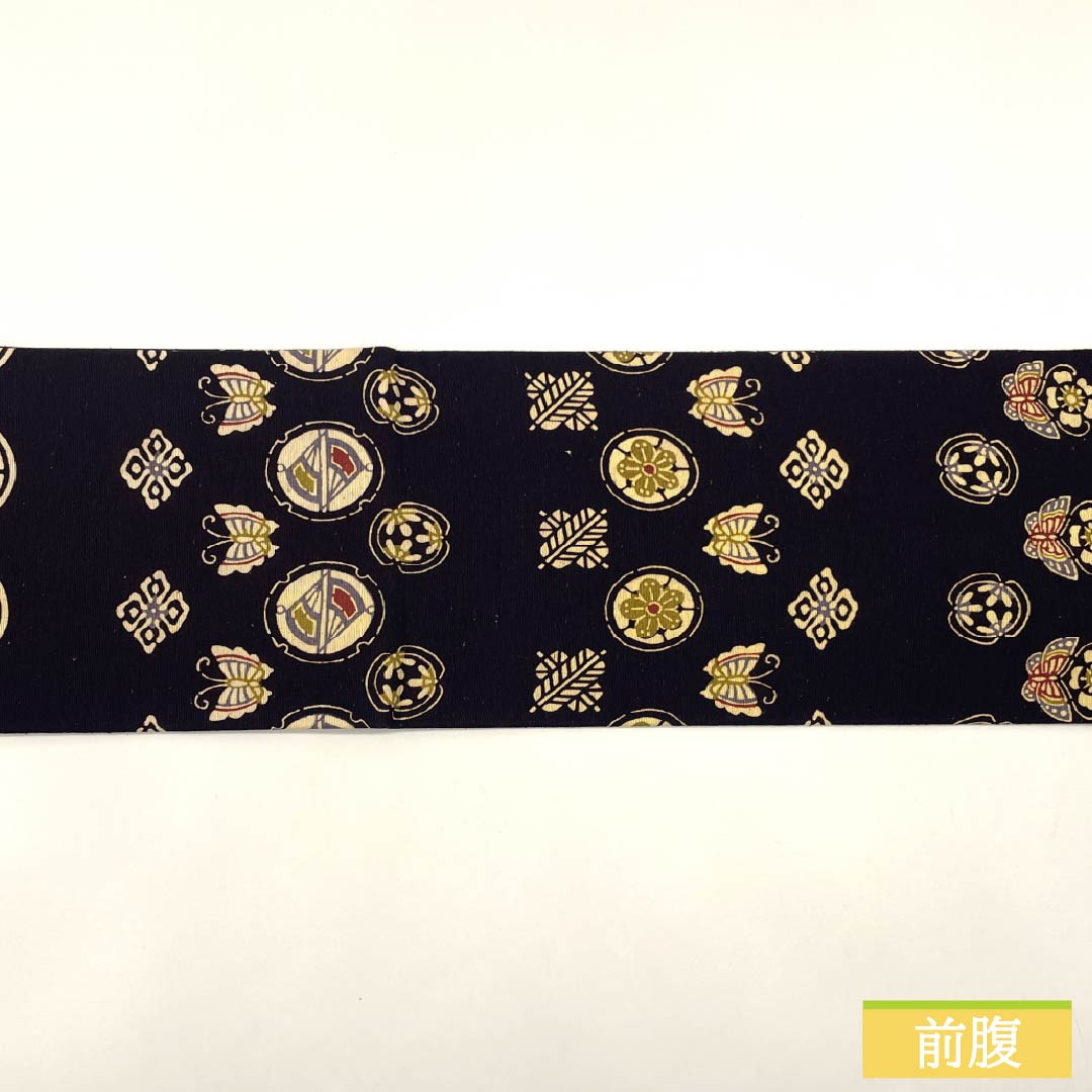 名古屋帯 正絹 Sランク 臙脂墨色(えんじずみいろ) 型染 古典柄 扇面 帯丈352cm 全通 カジュアル 茶系 1124009752314 名古屋仕立て