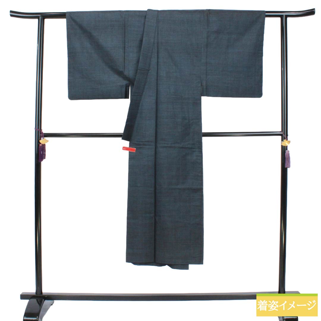 男物 正絹 Bランク 身丈136cm 裄丈65.5cm 大島紬 100亀甲 袷 紺系 1119002534318