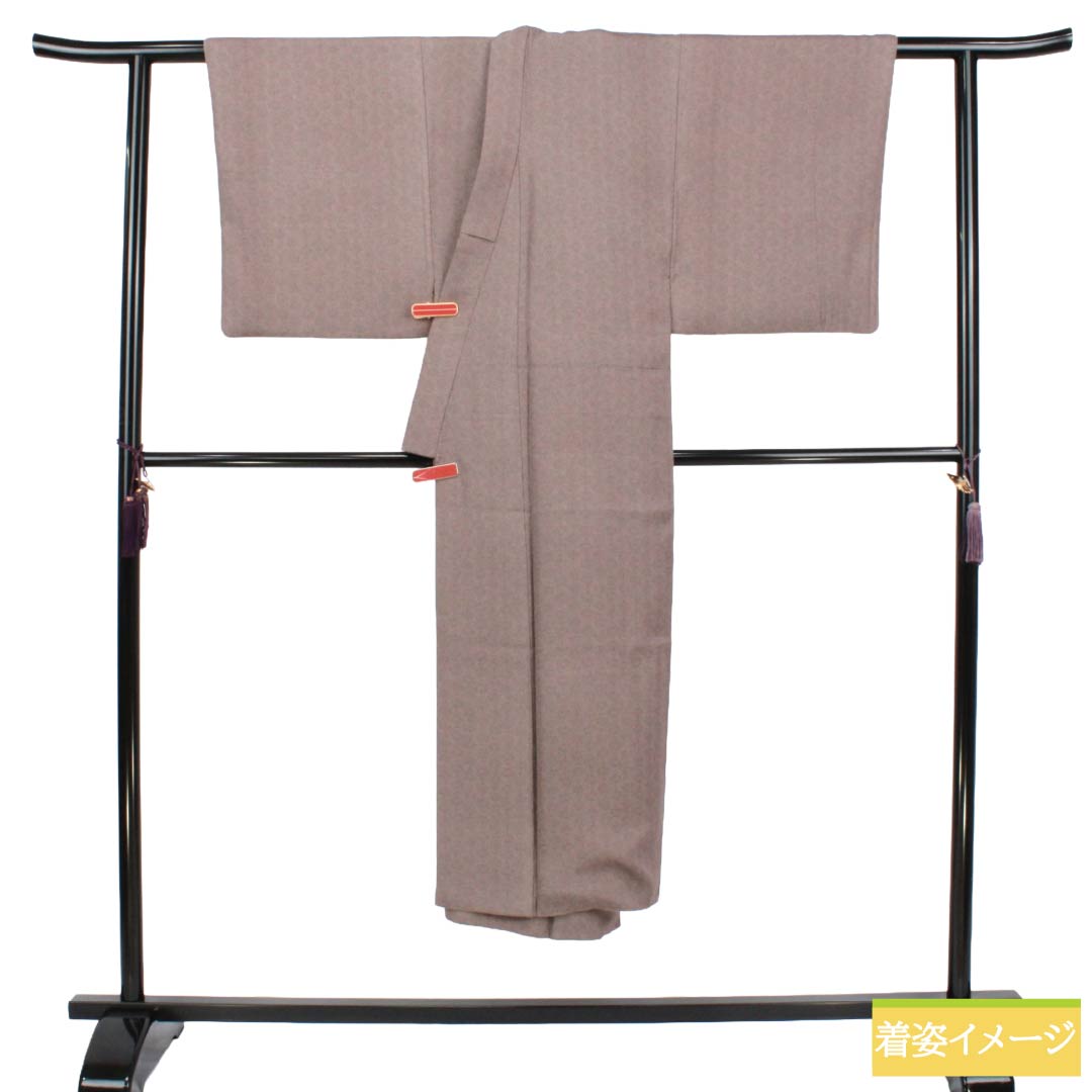男物 正絹 Sランク 身丈137cm 裄丈67cm 椎鈍色(しいにびいろ) ちりめん地 江戸小紋 染め 袷 茶系 1119002442314