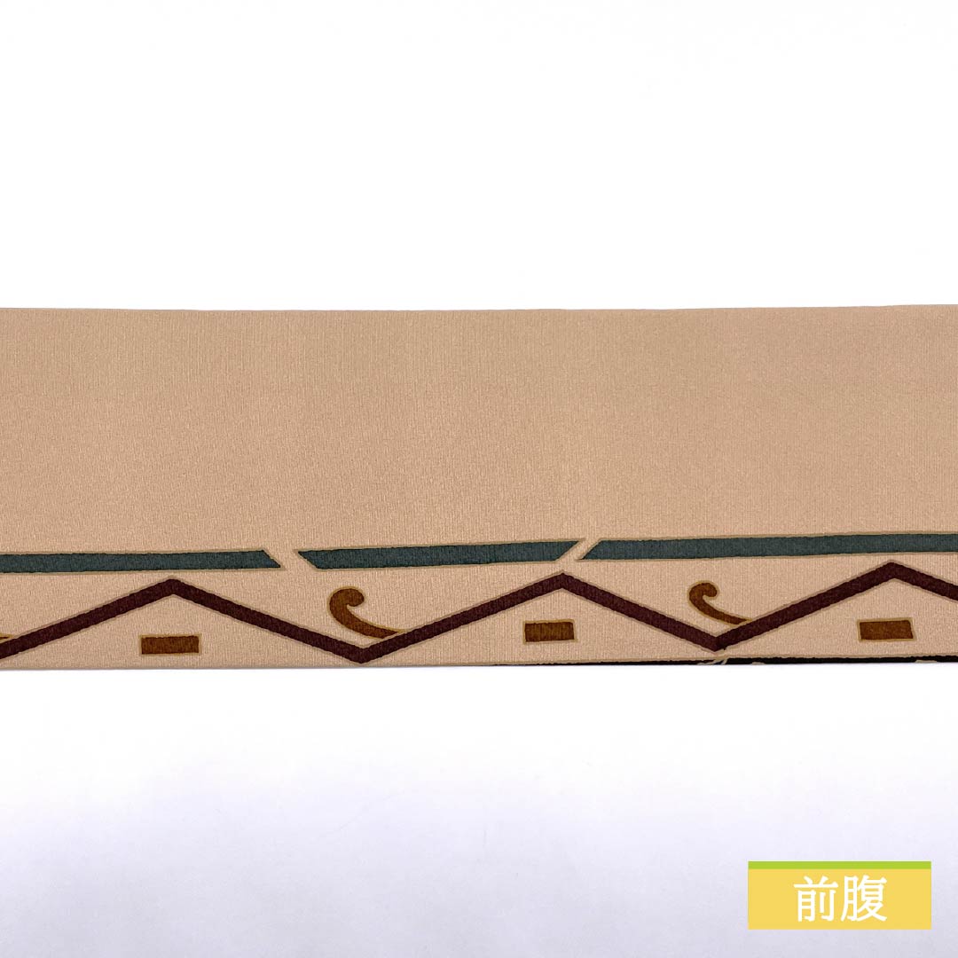 名古屋帯 翁茶色(おきなちゃいろ) 染め帯 鳥 抽象花 帯丈358cm 正絹 Sランク 全通 カジュアル ピンク系 1124008052313 名古屋仕立て