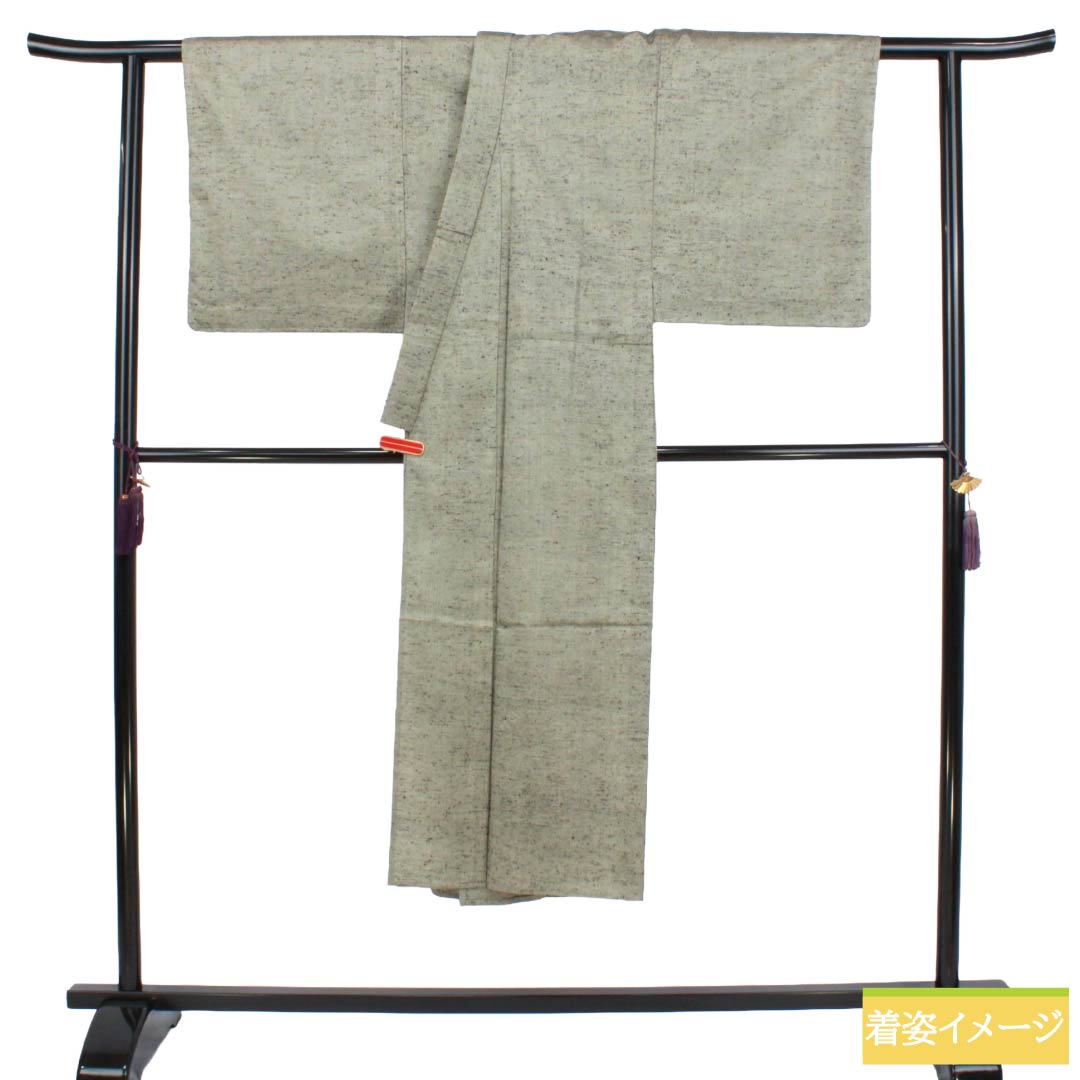 男物 ウール Sランク 身丈138cm 裄丈68cm 柳鼠色(やなぎねずいろ) つばめ絣 居敷当て付き 単衣 グレー系 1119002452322