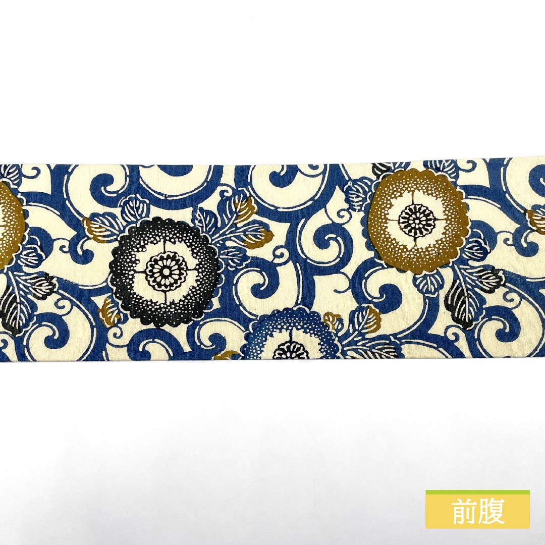 名古屋帯 生成り色(きなりいろ) 京紅型 花唐草 帯丈355cm 正絹 Sランク 全通 カジュアル クリーム系 1124007712315 名古屋仕立て