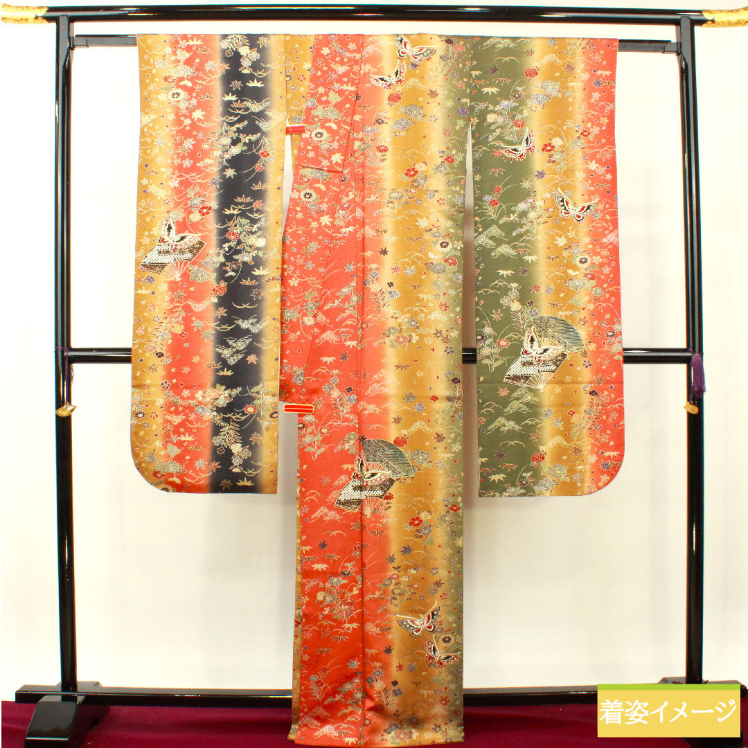 振袖 正絹 身丈167cm 裄丈68.5cm 袷 京友禅 吉祥文様 Sランク グラデーション系 1113001902599