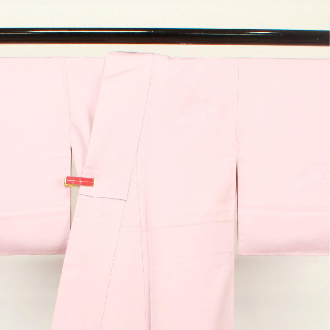 訪問着 袷 身丈153.5cm 裄丈61.5cm 帯紅色 風景模様 ボカシ染 正絹 Sランク ピンク系 1112002202213