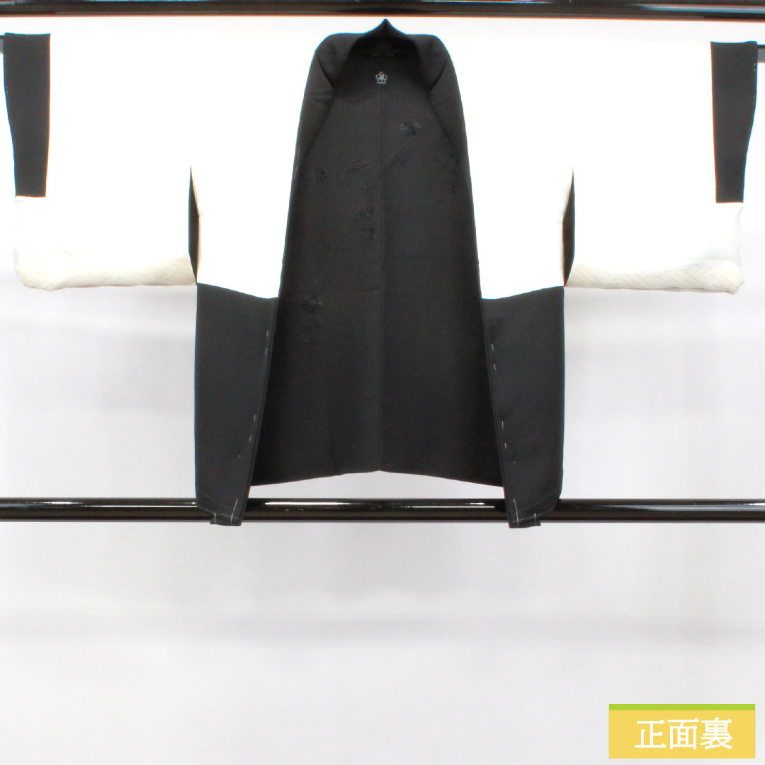 羽織 正絹 身丈74cm 裄丈60.5cm 刺繍 梅鉢 一つ紋 Sランク 袷 黒系 1117000952910