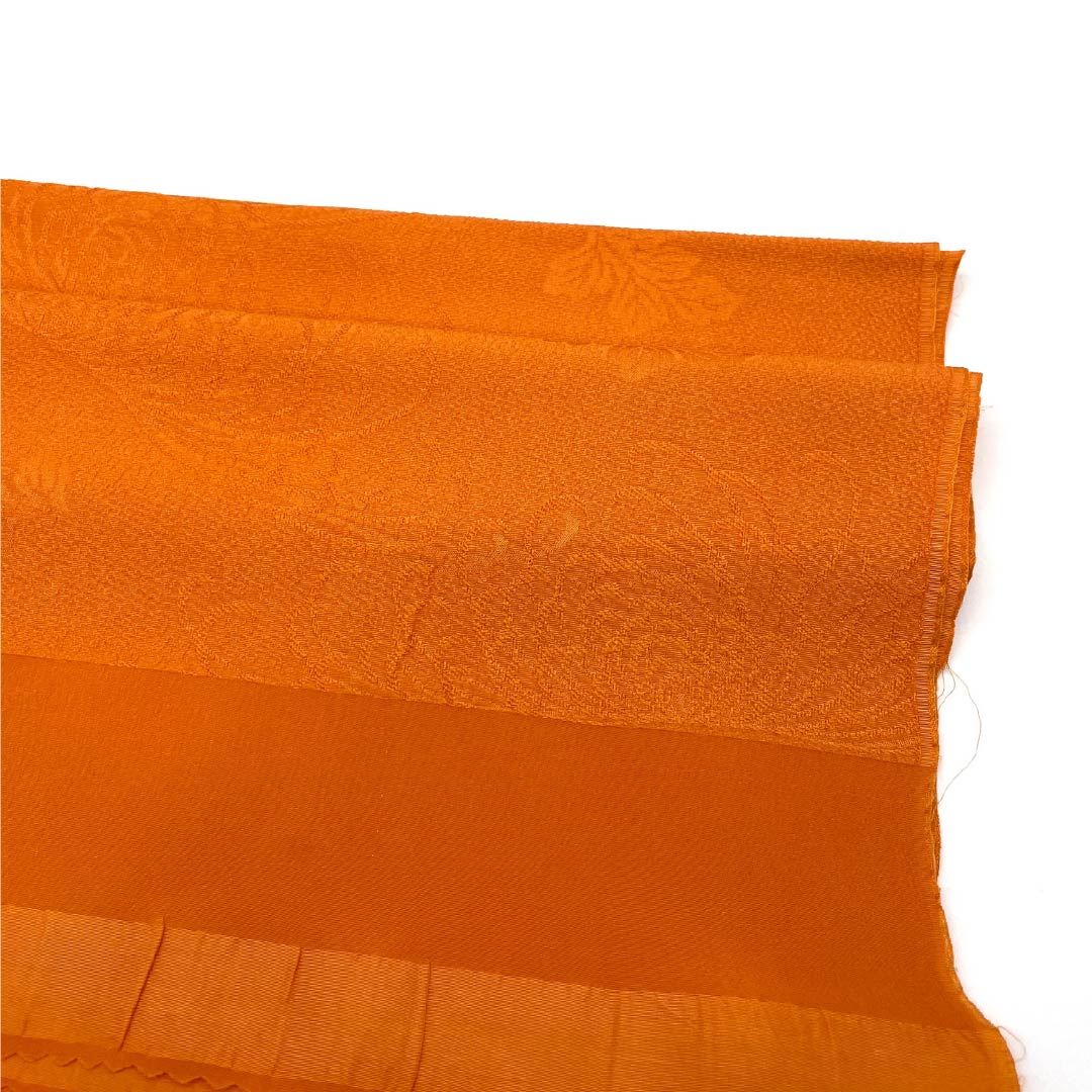 Casual obiage (sash) made of pure silk, S-rank, in ochre, with a chrysanthemum and floral pattern. Length: 172cm, width: 28cm, orange. Product number: 1136001982926