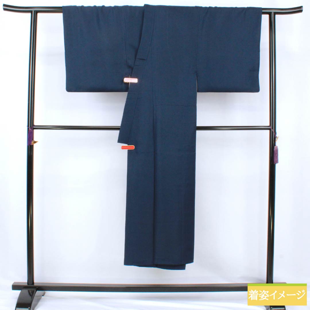 男物 正絹 Bランク 身丈139.5cm 裄丈68cm 紺色(こんいろ) ひげ紬 袷 紺系 1119001464318