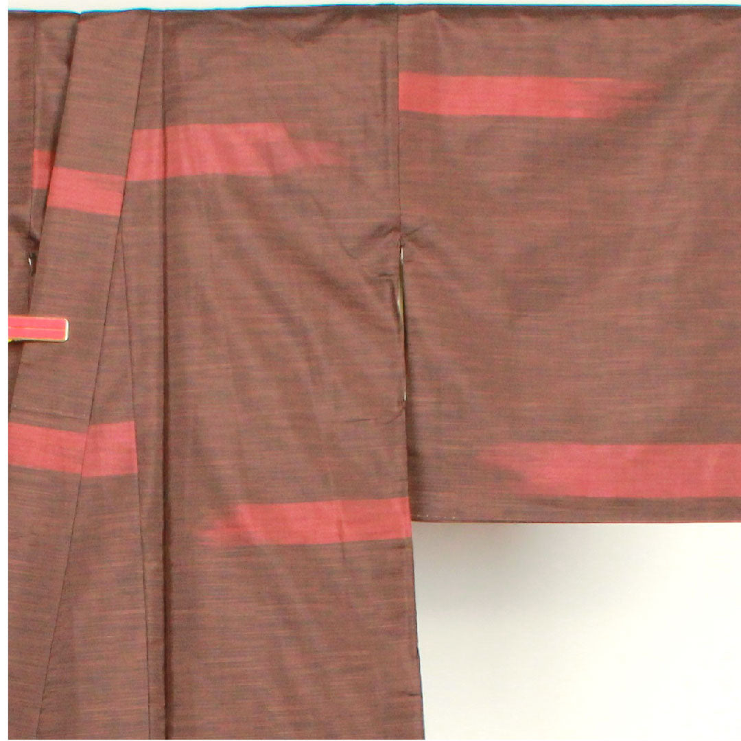 大島紬 身丈159.5cm 裄丈60.5cm 黒鳶色 横縞 縞大島 正絹 Bランク 袷 茶系 1116001714314