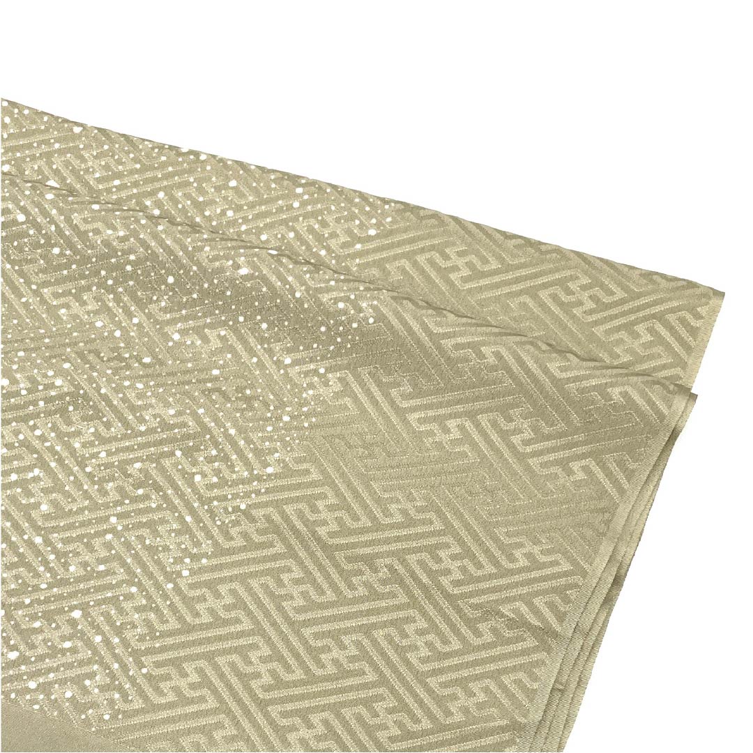 帯揚げ 正絹 セミフォーマル 藁色(わらいろ) 紗綾型 たたき染め風 古典柄 長さ約172cm 幅約30cm Sランク 緑系 1136000432919