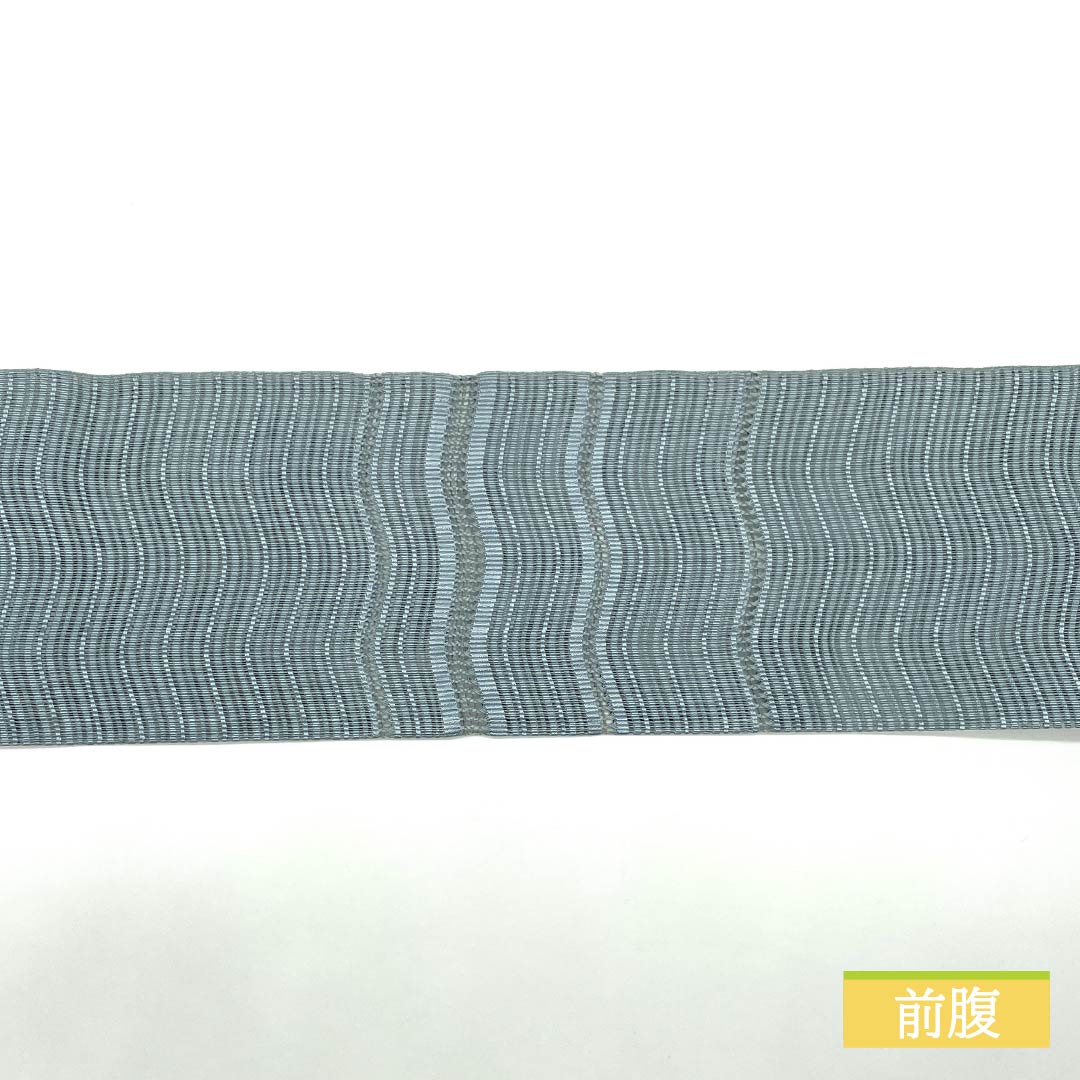 名古屋帯 沈香茶色(とのちゃいろ) 夏帯 抽象模様 帯丈365cm 正絹 Sランク ポイント柄 カジュアル 水色系 1124008622324 名古屋仕立て