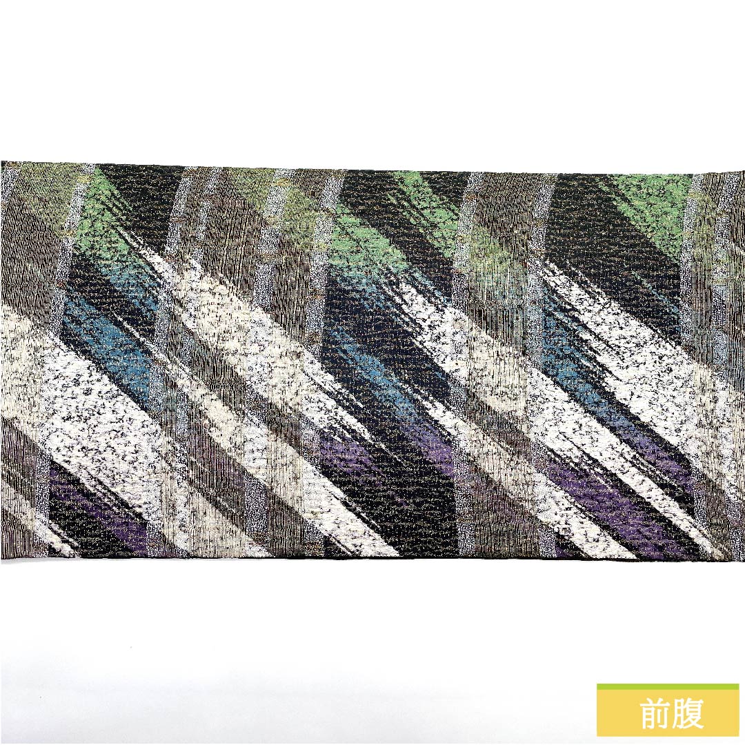 袋帯 鉄色(てついろ) 幾何学模様 帯丈456cm 正絹 Sランク 全通 セミフォーマル グラデーション系 1123010722499