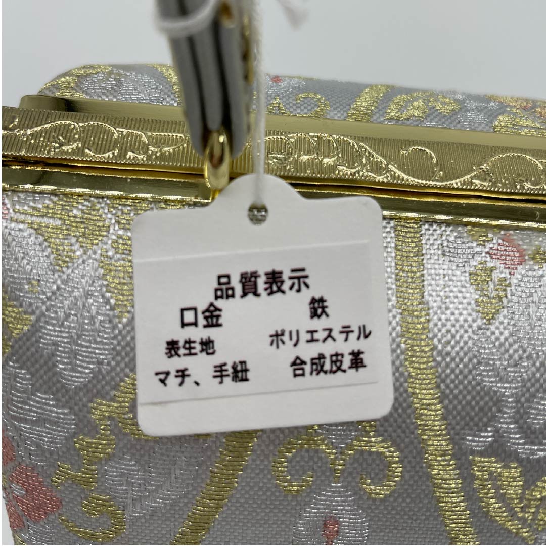 和装バック フォーマル 銀色(ぎんいろ) 留袖用 立涌 古典柄 ベージュ系 Sランク 113900016225