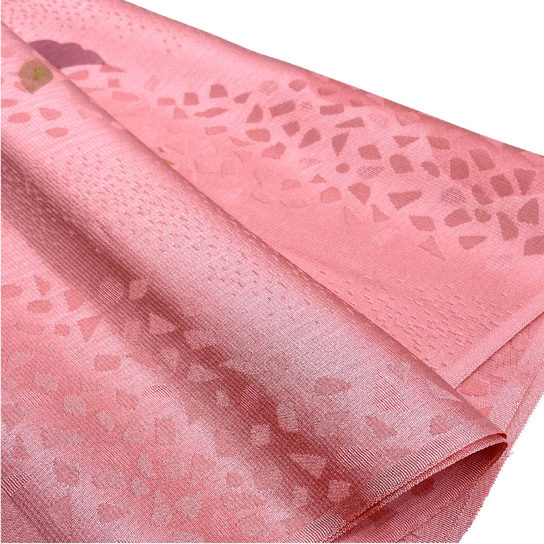 (New old stock) Formal obiage, pure silk, single layer plum color, cloud pattern, floral pattern, new old stock, length 168cm, width 29cm, S rank, pink, 1136000172913